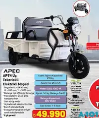 APEC APT4 ÜÇ TEKERLEKLİ ELEKTRİKLİ MOPED APEC APT4 ÜÇ TEKERLEKLİ ELEKTRİKLİ MOPED